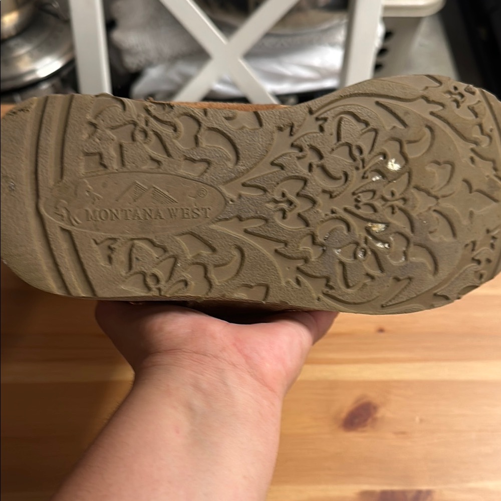 Brown Suede Embellished Women's Boots (use) - Picture 7 of 7